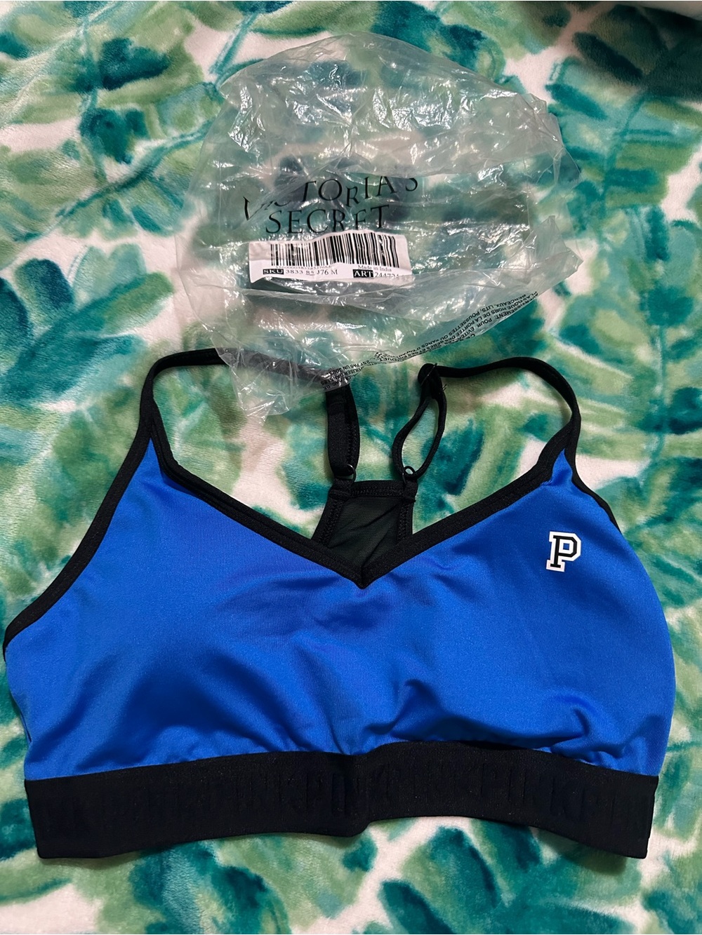 Victoria’s Secret Pink Sports Bra,M,New,Blue/Black